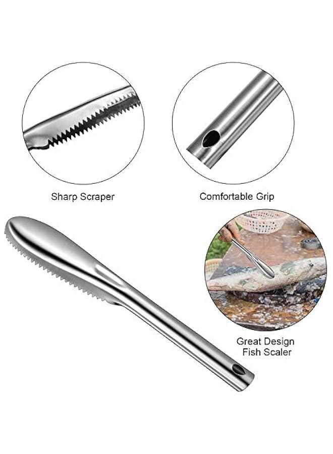 Honoson 4 Pieces Stainless Steel Fish Scale Remover Cleaner Kitchen Scaler Fish Skin Graters Cleaning Peeler Scaler Scraper with Bottle Opener for Kitchen Cleaning Tools - Image 5