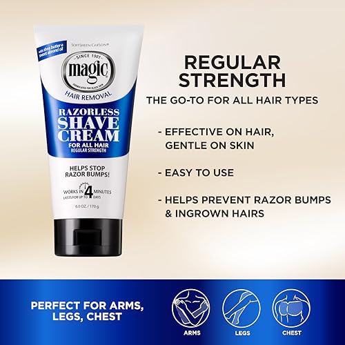 SOFT SHEEN SoftSheenCarson Magic Razorless Shaving Cream Depilatory Hair Removal Cream for Body Hair Regular Strength Works in 4 Minutes 6 Oz - Image 5