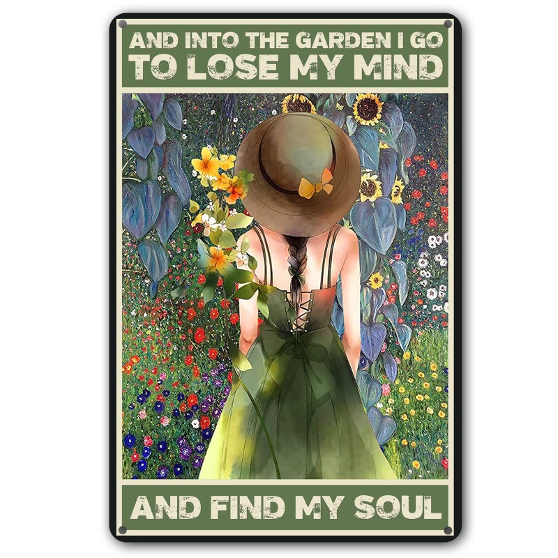 CrazySign Funny and Into The Garden I Go Metal Sign: Women's Garden Gift for Yard, Backyard, Patio & Porch Decor, 12" x 8", (256) - Image 1