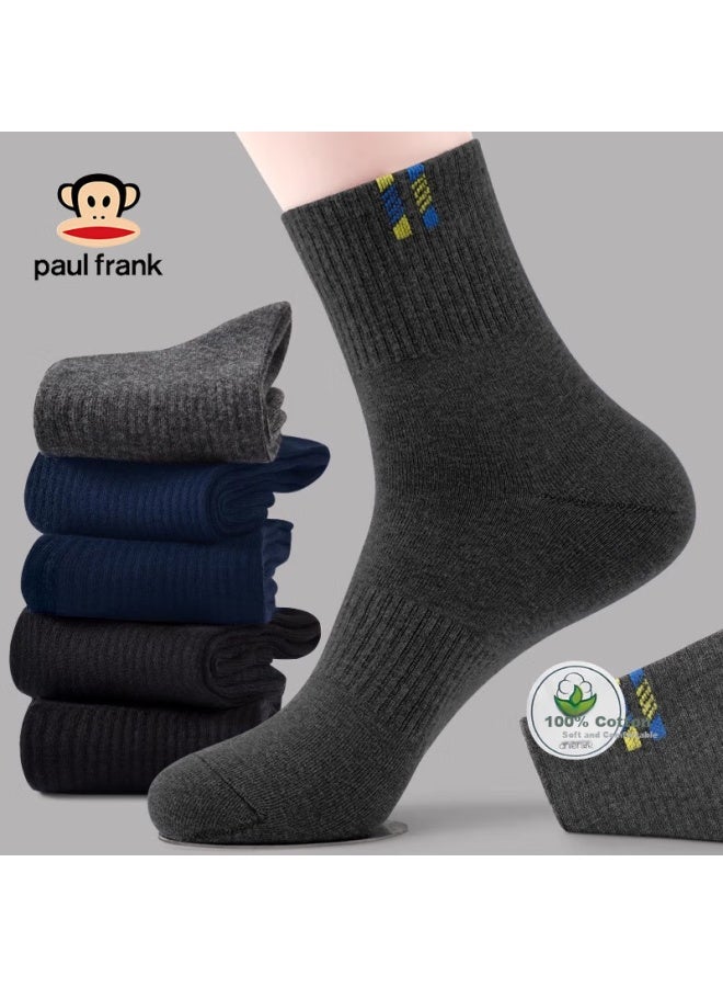 Paul Frank 100% Pure Cotton Socks For Men, Mid-calf, Autumn And Winter Sports Socks, 7a Antibacterial Deodorant Breathable Sweat-absorbing Gift Box Set - Image 2