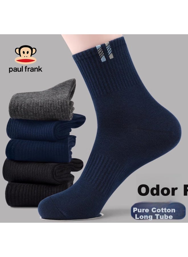 Paul Frank 100% Pure Cotton Socks For Men, Mid-calf, Autumn And Winter Sports Socks, 7a Antibacterial Deodorant Breathable Sweat-absorbing Gift Box Set - Image 1