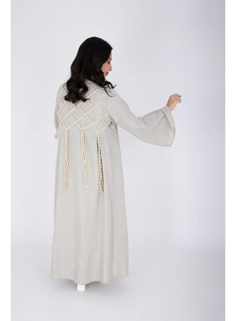 IKKXA  2 Piece Luxury Linen Rope Design Jalabiya for Women | Best Price UAE