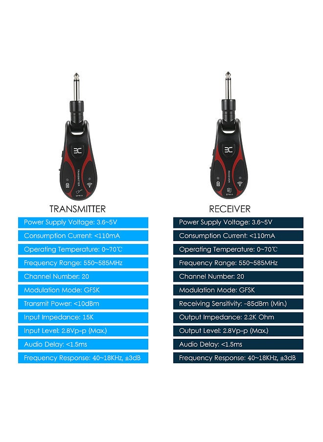 Eno ENO EPW-A Guitar Wireless System Rechargeable Audio Transmitter and Receiver UHF 6.35mm Plug  - Image 3