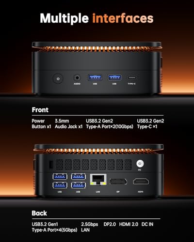 KAMRUI كمروى هايبر H1 ميني بي سي للألعاب، AMD رايزن 7 6800H، 32 جيجابايت DDR5 4800MHz 1TB M.2 NVMe PCIe3.0x4 SSD ميني بي سي (8C/16T، حتى 4.7GHz)، 16MB L3 كاش ذكي، ثلاث شاشات 4K/واي فاي 6/بلوتوث 5.2/أجهزة كمبيوتر مكتبية ميني - Image 4