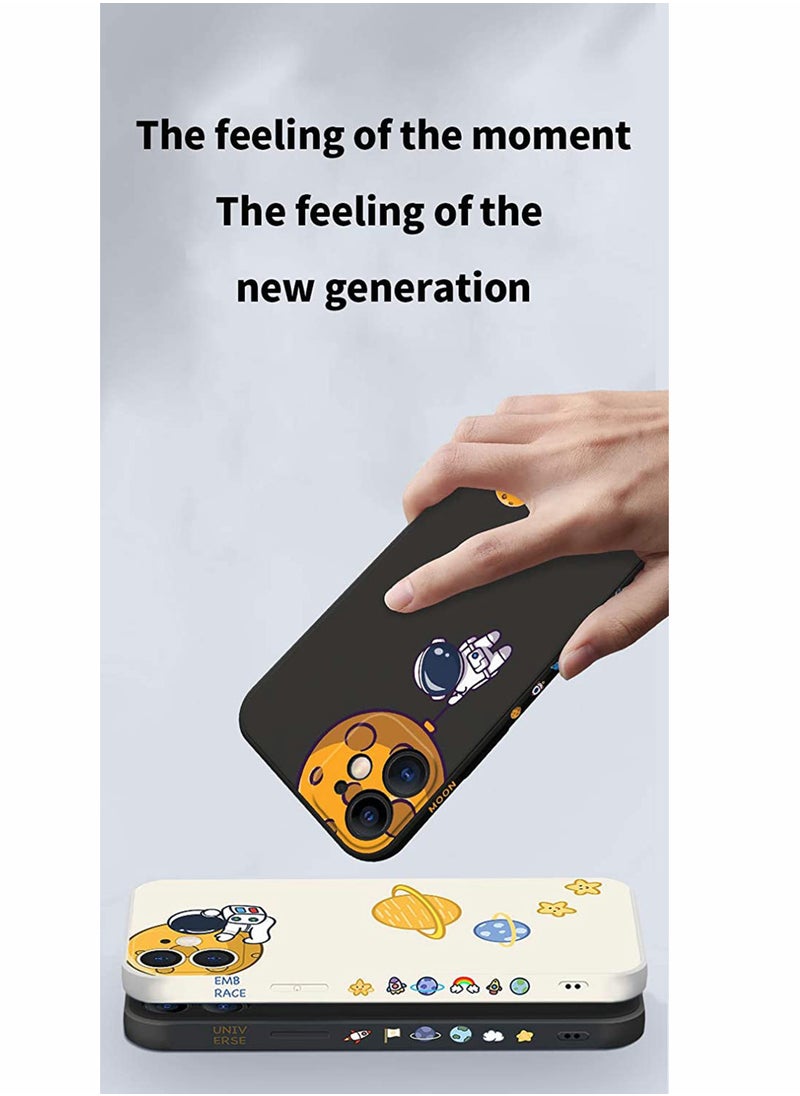 SYOSI - Silicone Case Iphone 12, C ute Cool Space Astronaut Planet,Side Cartoons Creative Pattern Designed, Soft TPU Bumper Shockproof Anti-Slip Protective Cover6.1InchBlack - Image 1