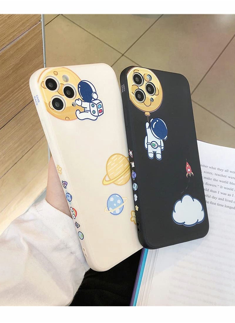 SYOSI - Silicone Case Iphone 12, C ute Cool Space Astronaut Planet,Side Cartoons Creative Pattern Designed, Soft TPU Bumper Shockproof Anti-Slip Protective Cover6.1InchBlack - Image 1
