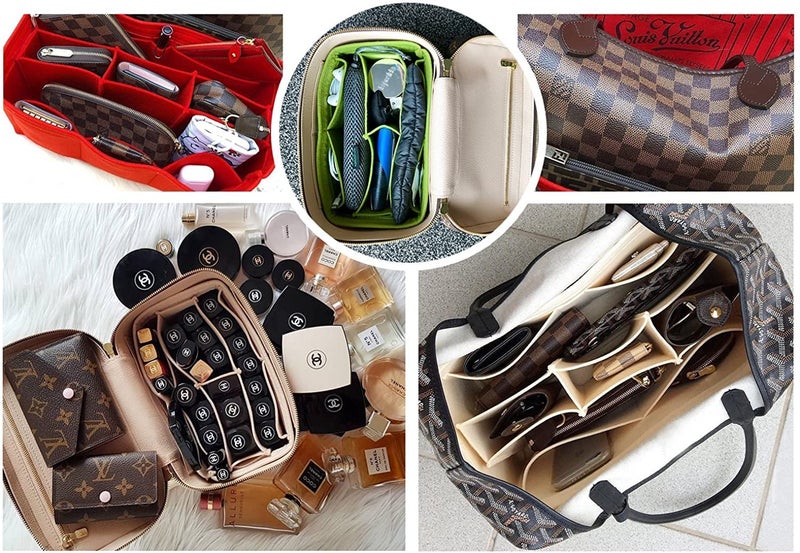 GREENSHEEP Women Felt Purse Organizer Storage Bag for Ladies Handbag Tote Bag Glasses Keys- (Beige, Slender M, 11.3x3.15x6.5 inch) - Image 4
