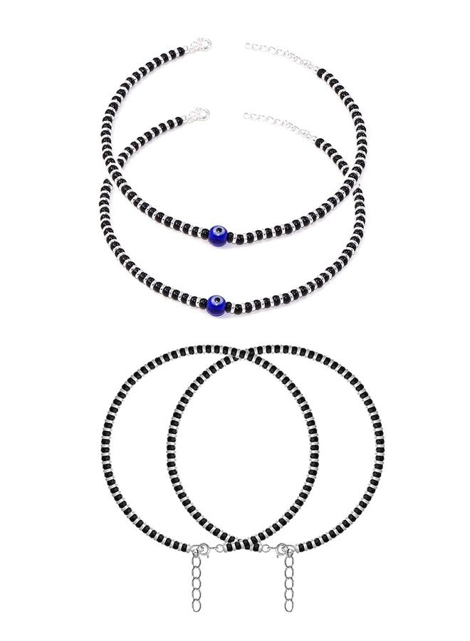 ARTIFICIAL TREE Handmade Evil Eye Nazariya Payal & Nazariya Anklet | Anklets For Women, Girls | Nazar Battu | 4 piece (AT PAYAL 0014) - Image 1