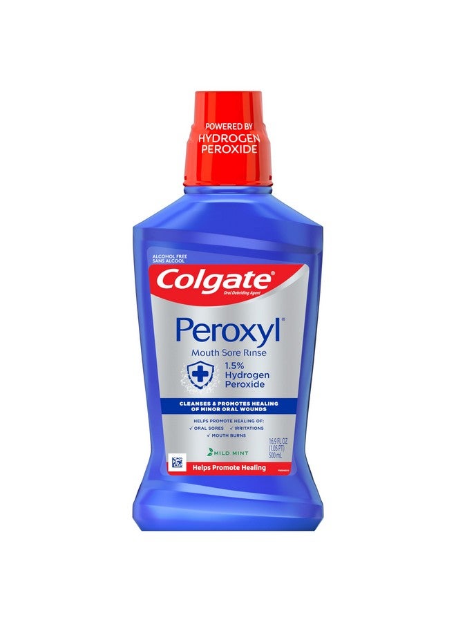 كولجيت غسول الفم المطهر كولجيت بيروكسيل وغسول الفم لعلاج تقرحات الفم، 1.5% بيروكسيد الهيدروجين، نعناع خفيف - 500 مل، 16.9 أونصة سائلة - Image 1