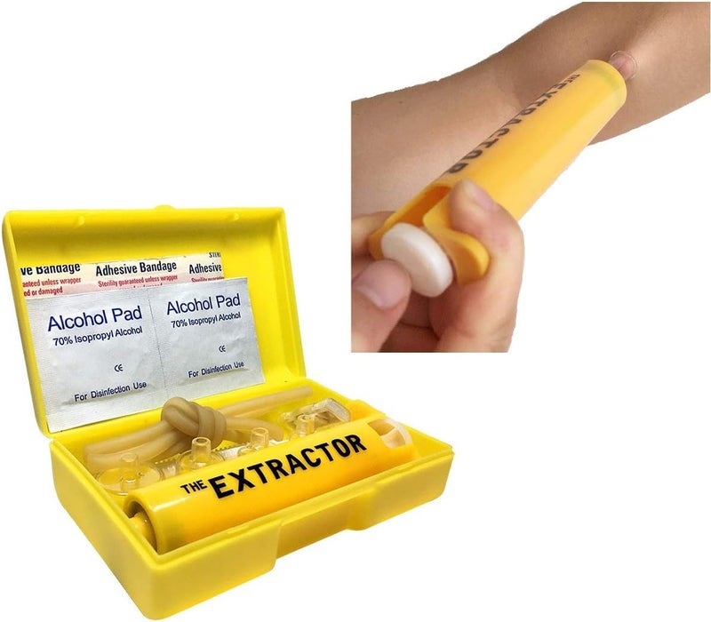 Finever Insect Bug Bee Sting Snake Bite Venom Extractor Suction Kit Tool Pump First Aid Safety Fast Emergency for Hiking Backpacking Camping Yellow Color