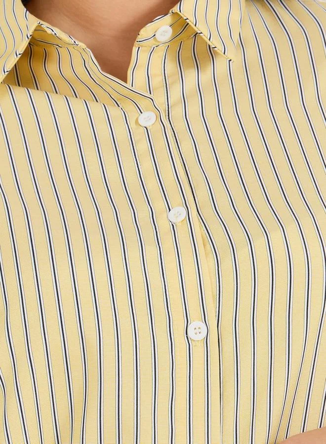 Styli Plus Size Oversized Striped Long Sleeve Shirt