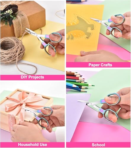 Jorunhe 2Pcs Mini Folding Scissors, Safe Portable Travel Mini Scissors, Safety Foldable Pocket Badge Small Shears All Purpose with 2 Keychain for Travel, Home, Office, Craft, Sewing (Rose Gold) - Image 2