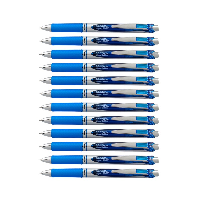 Pentel EnerGel RTX Retractable Liquid Gel Pen Extra Fine Line Needle Tip Blue Ink12 pack BLN73C 03mm needle - Image 2
