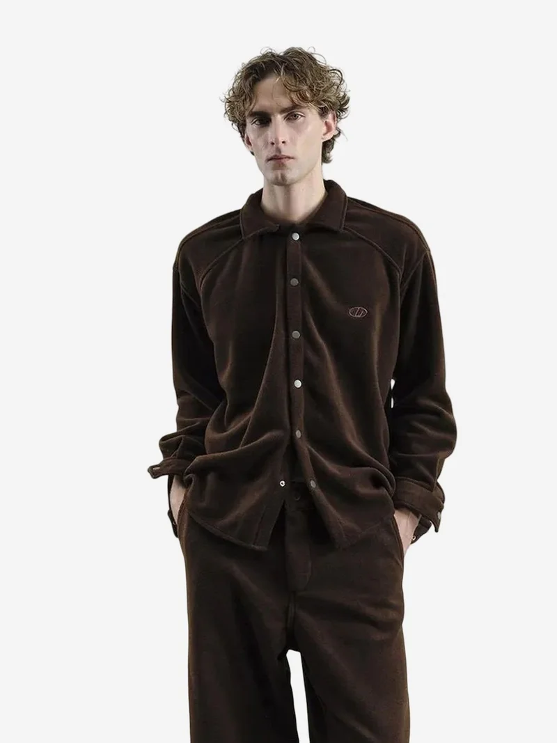 Giesto Beaver Brown GIESTO Plush Textured Button-Up Shirt for Men | Best Price UAE