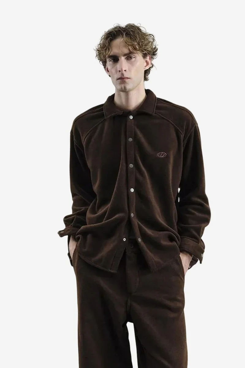 Giesto Beaver Brown GIESTO Plush Textured Button-Up Shirt for Men | Best Price UAE