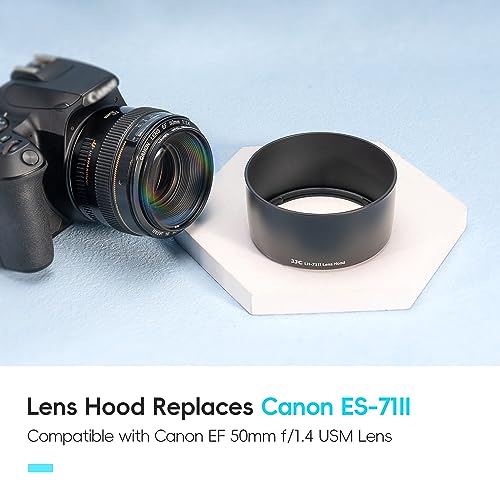JJC Lens Hood Shade for Canon EF 50mm f14 USM Lens Replaces Canon ES71II Hood Reverse Attaching Black - Image 3
