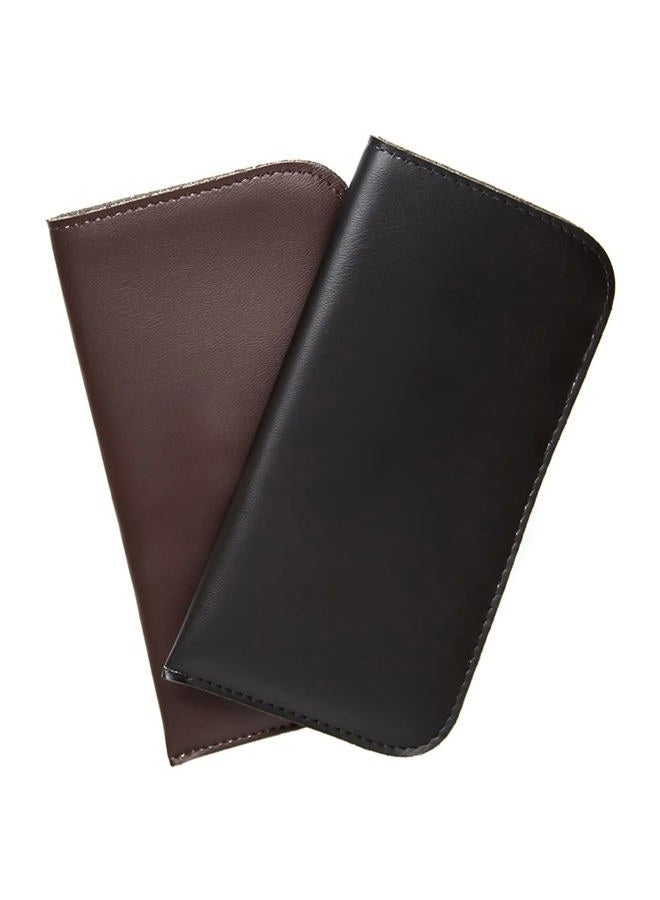 Calabria Mens Soft Slip-In Case w/ Plastic Clip Medium Sized in Black or Brown, Black and Brown 2 Pack, M - Image 2