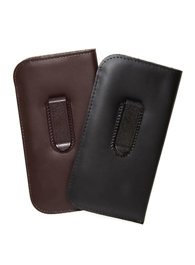 Calabria Mens Soft Slip-In Case w/ Plastic Clip Medium Sized in Black or Brown, Black and Brown 2 Pack, M - Image 1