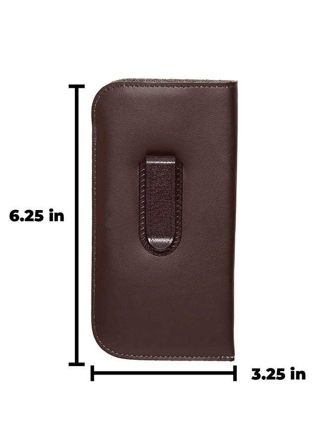 Calabria Mens Soft Slip-In Case w/ Plastic Clip Medium Sized in Black or Brown, Black and Brown 2 Pack, M - Image 4