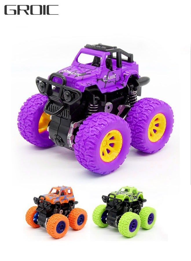 GROIC 3 Pack Monster Truck Toys for Boys and Girls Inertia Car Educational Toy Cars  Friction Powered Push and Go Toy Cars Birthday Party Supplies for Toddlers Kids  - Image 1