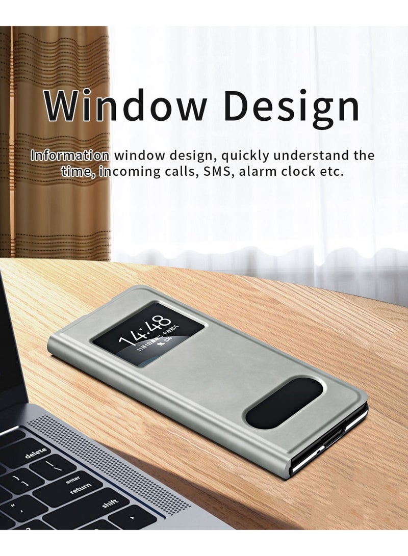 عام غطاء جلد لسامسونج جالكسي Z فولد 7 5G، بنافذة عرض ذكية وفتح بدون قلب، غطاء مطوي مغناطيسي مقاوم للصدمات مع حامل قائم. - Image 2