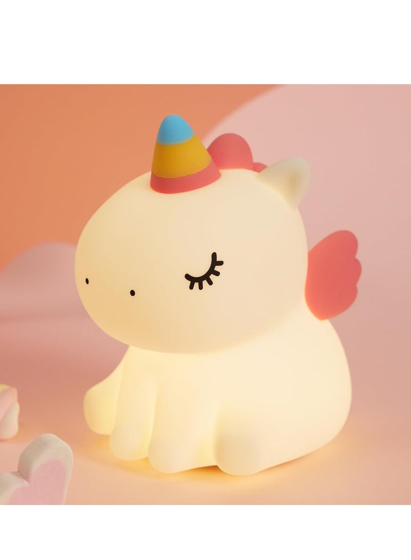JAJEEK Unicorn Night Light for Children, 3 Light Modes, Dimmable with Timer, Touch Control Silicone Unicorn Lamp, Bedside Night Lamp, Gifts for Girls, Ideal Children's Room Decoration, Soft LED Touch Lamp for Kids  - Image 1