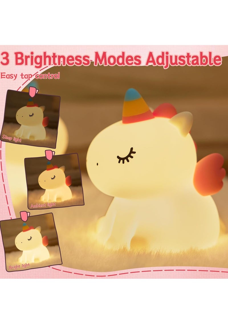JAJEEK Unicorn Night Light for Children, 3 Light Modes, Dimmable with Timer, Touch Control Silicone Unicorn Lamp, Bedside Night Lamp, Gifts for Girls, Ideal Children's Room Decoration, Soft LED Touch Lamp for Kids  - Image 3