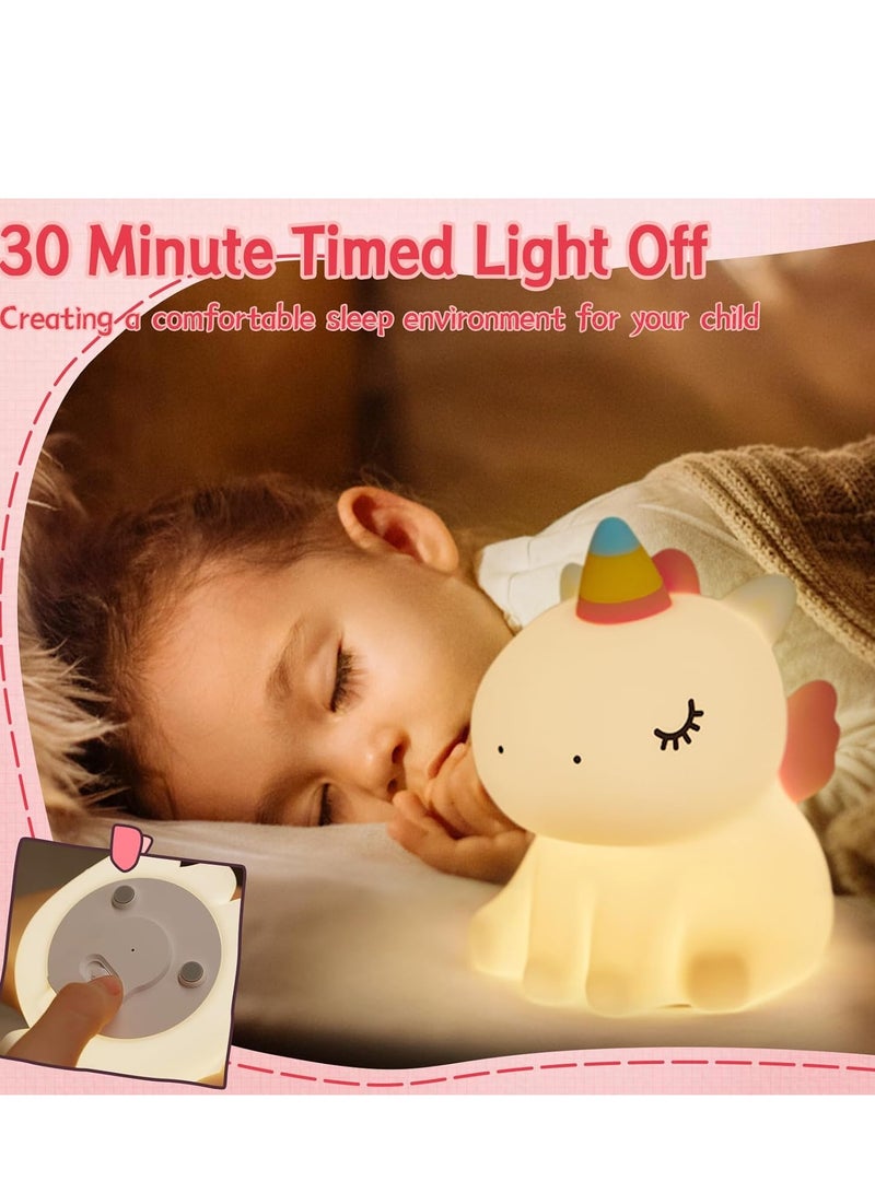 JAJEEK Unicorn Night Light for Children, 3 Light Modes, Dimmable with Timer, Touch Control Silicone Unicorn Lamp, Bedside Night Lamp, Gifts for Girls, Ideal Children's Room Decoration, Soft LED Touch Lamp for Kids  - Image 4