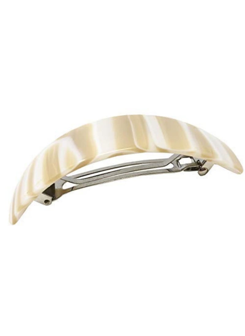 French Amie - French Amie Ivory Handmade Curved Strong Grip Celluloid Automatic Volume Hair Clip Barrette (Ivory) - Image 1