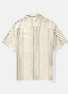 American Eagle Linen-Blend Striped Button-Up Poolside Shirt  - Image 3