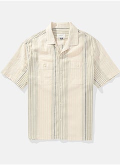 American Eagle Linen-Blend Striped Button-Up Poolside Shirt  - Image 4