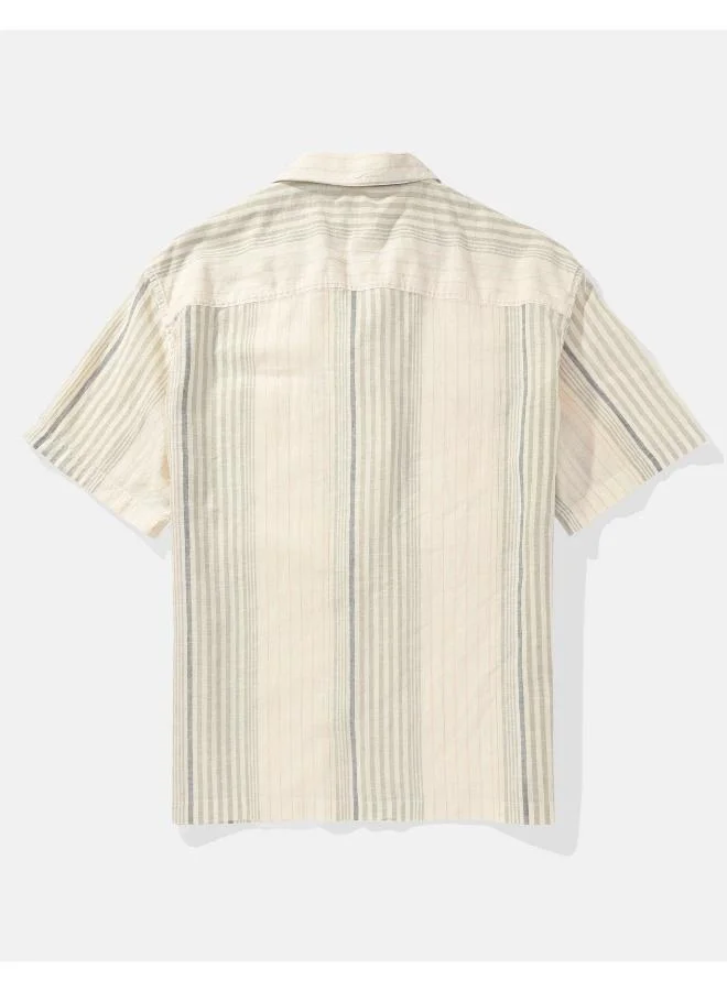 امريكان ايجل Linen-Blend Striped Button-Up Poolside Shirt
