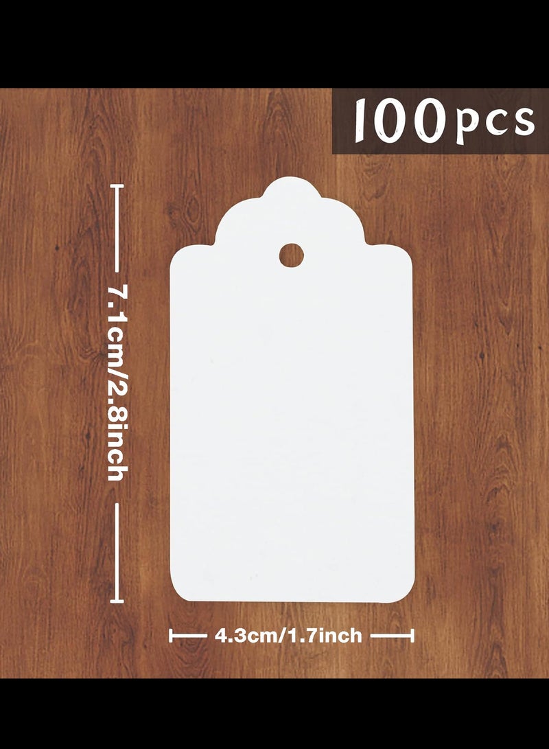 Generic 100Pcs Kraft Paper Gift Tags with 100 String, Blank Gift Bags Tags Price Tags,White,4.3x7.1cm - Image 2