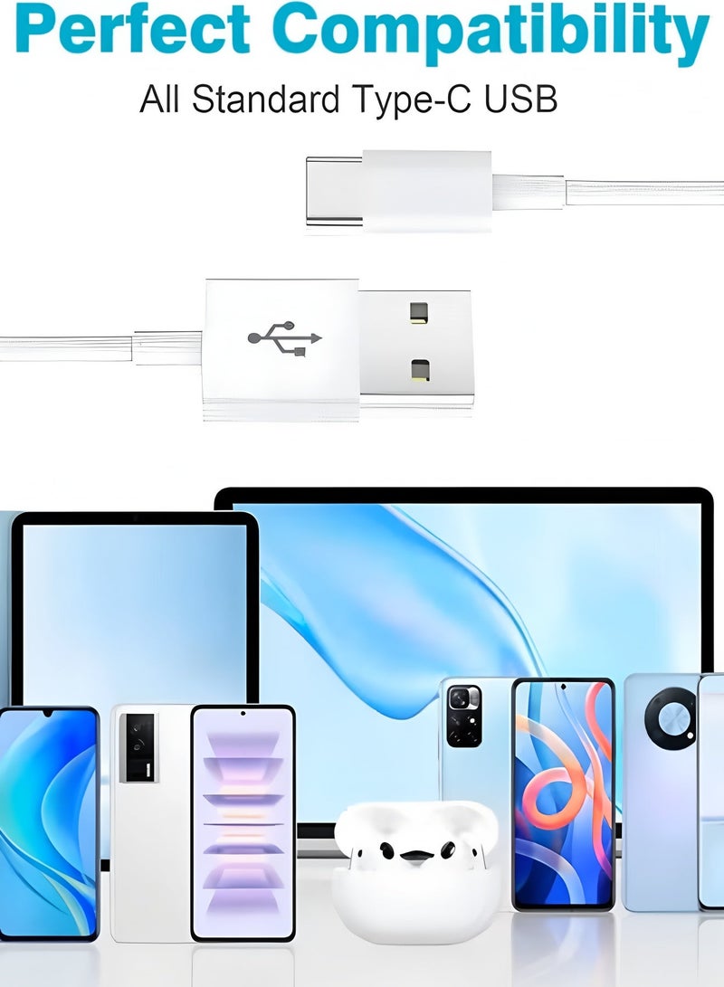 أبلينم كابل شاحن USB C بطول 2 متر، كابل USB A إلى USB C، شحن سريع متوافق مع iPhone 16 15، Samsung Galaxy S24 S23 S22 S21 Note 10 9 8، Huawei، Google Pixel، Sony Xperia - أبيض - Image 4