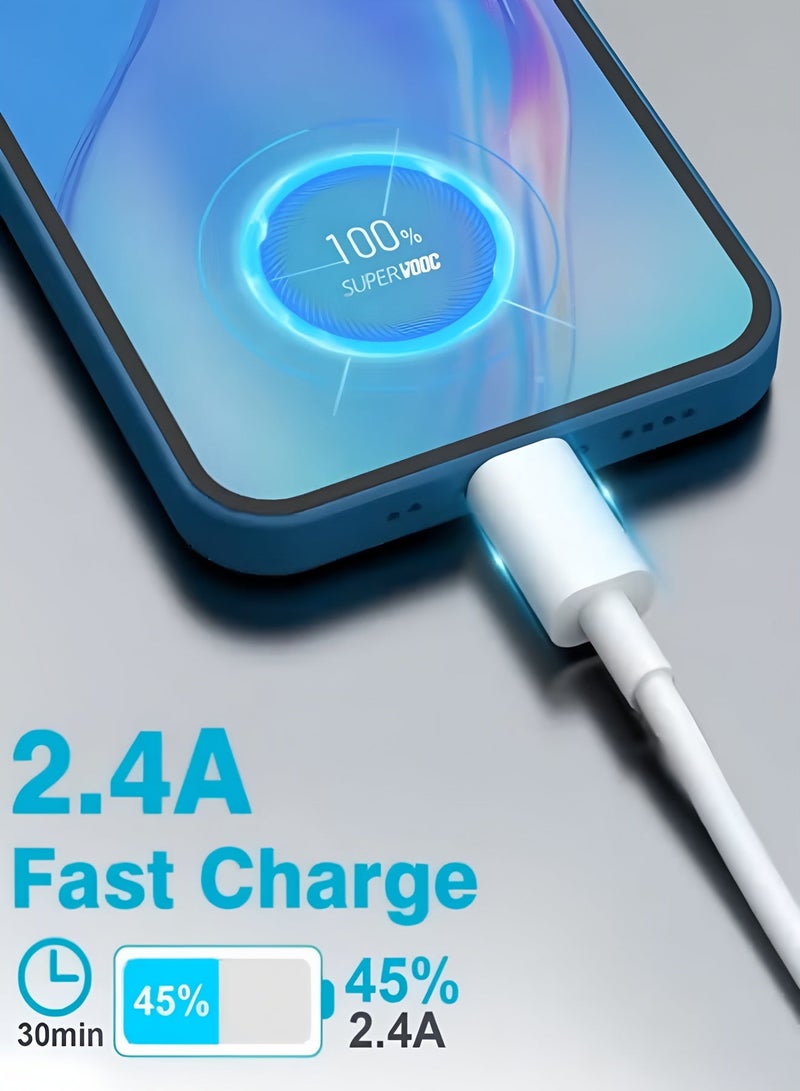 أبلينم كابل شاحن USB C بطول 2 متر، كابل USB A إلى USB C، شحن سريع متوافق مع iPhone 16 15، Samsung Galaxy S24 S23 S22 S21 Note 10 9 8، Huawei، Google Pixel، Sony Xperia - أبيض - Image 2