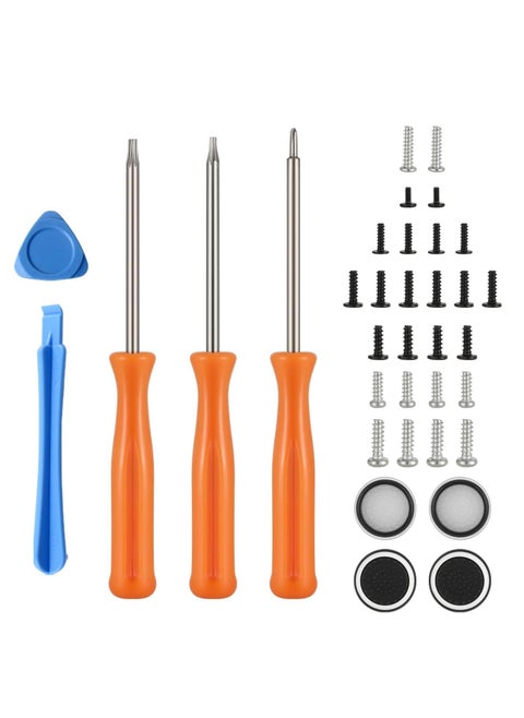 Screws Set for PS5 Xbox Controller, PS5 Controller Repair Kit, T6 and T8 Screwdrivers Phillips and Torx Security Screwdriver with Joystick Covers Compatible with PS5 Xbox