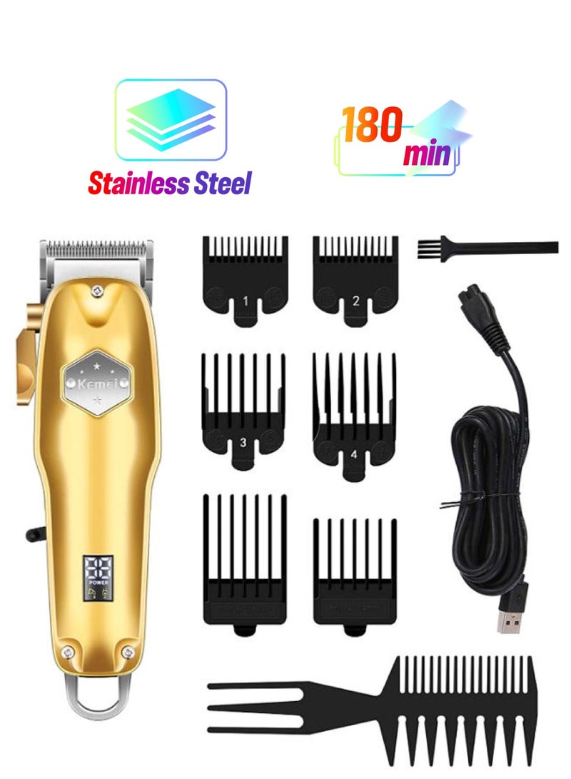 NIBEMINENT 10-Piece Cordless Quiet Hair Clipper Beard Trimmer Kit Gold/Black/Silver 18 x 6.5cm - Image 1