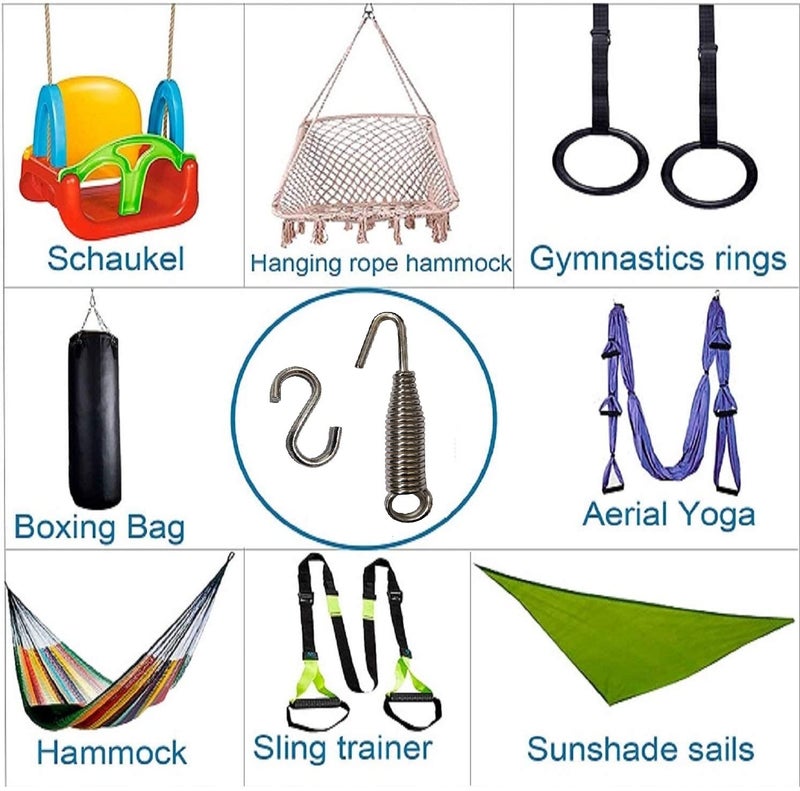 Kaushalendra Metal Heavy Duty Hanging Swing Accessories - Spring with S Hook for Hammock Chair, Boxing Bag, Porch Swings Extension (Silver) - Image 5