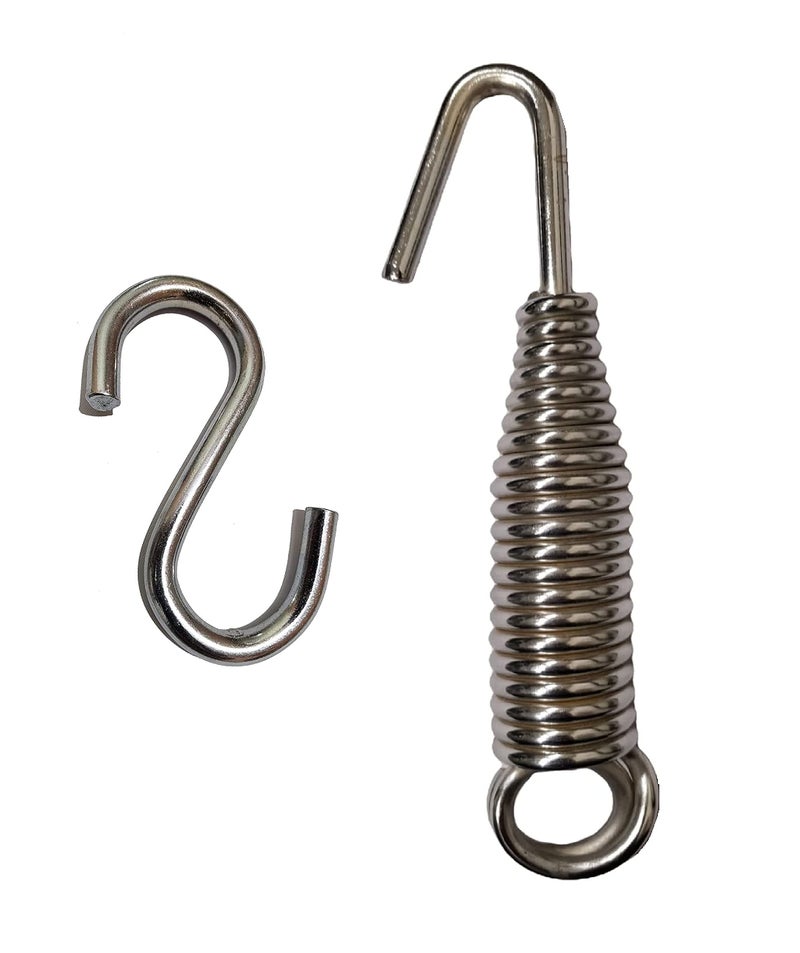 Kaushalendra Metal Heavy Duty Hanging Swing Accessories - Spring with S Hook for Hammock Chair, Boxing Bag, Porch Swings Extension (Silver) - Image 1