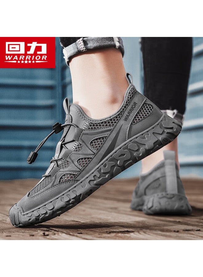 Huili Men's Shoes, Summer Breathable Sandals, Outdoor Sports Shoes, Slip-on Hollow Hiking Shoes For Men, G627c, Dark Gray, Size 41