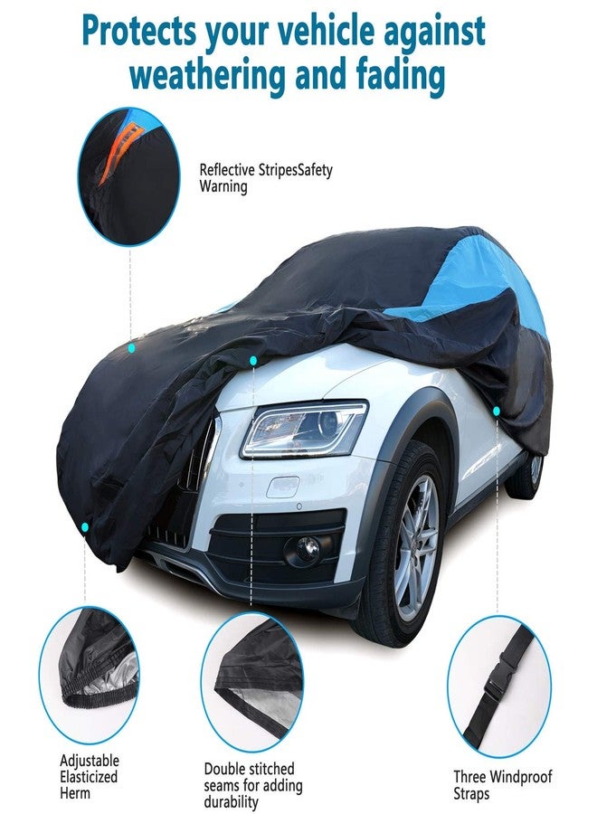 MORNYRAY Waterproof Car Cover All Weather Snowproof UV Protection Windproof Outdoor Full car Cover, Universal Fit for Sedan (Blue, S3-Fit SUV Length(191-201 inch)) - Image 2