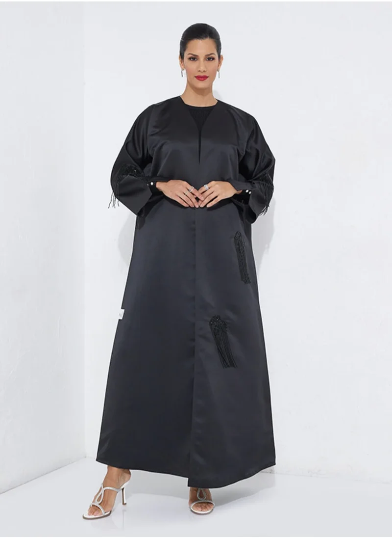 Rosette Abaya Black B Stones Weaving