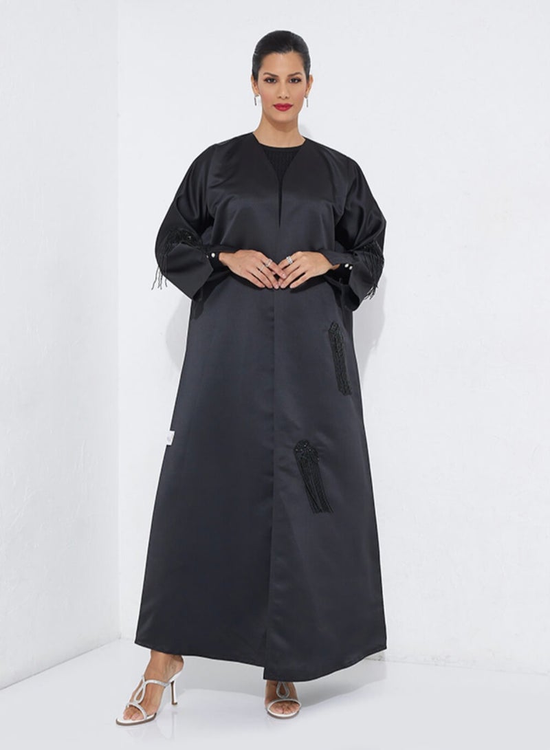 روزيت عباية عباية سوداء مطرزة بتصميم أنيق - Image 1