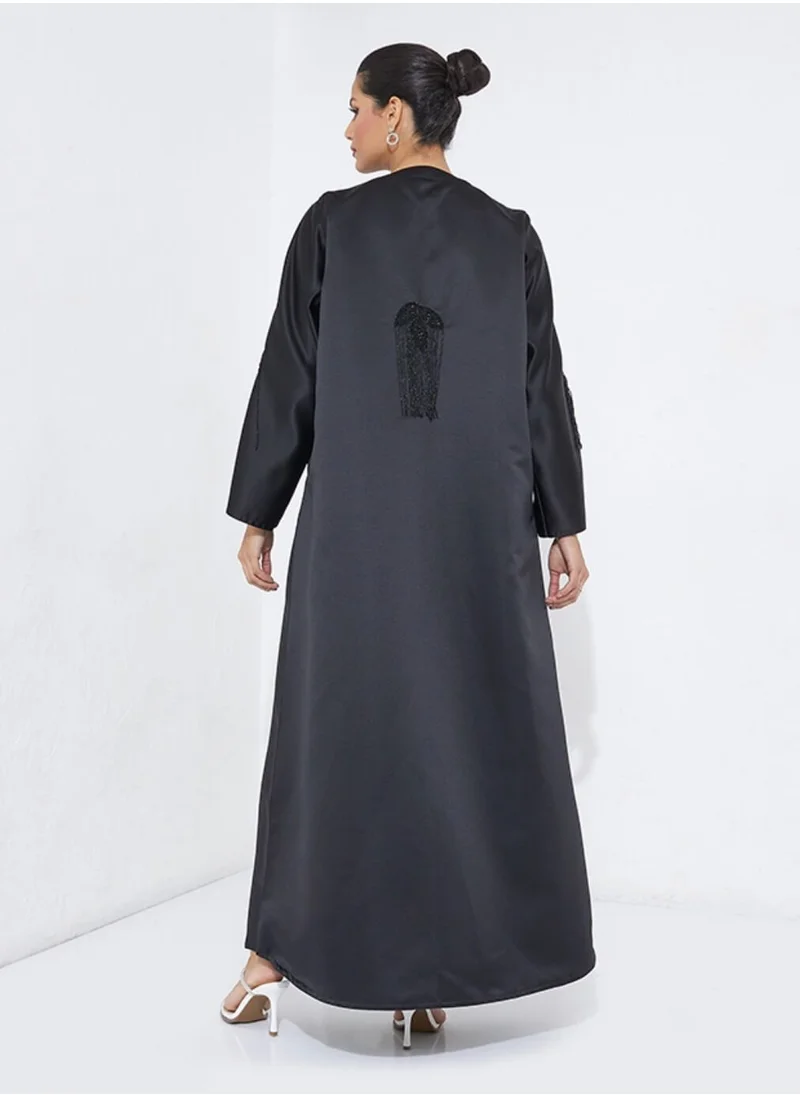Rosette Abaya Black B Stones Weaving