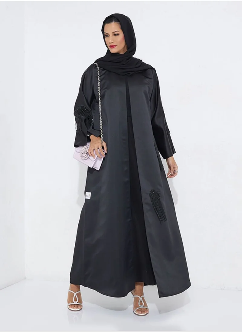 Rosette Abaya Black B Stones Weaving