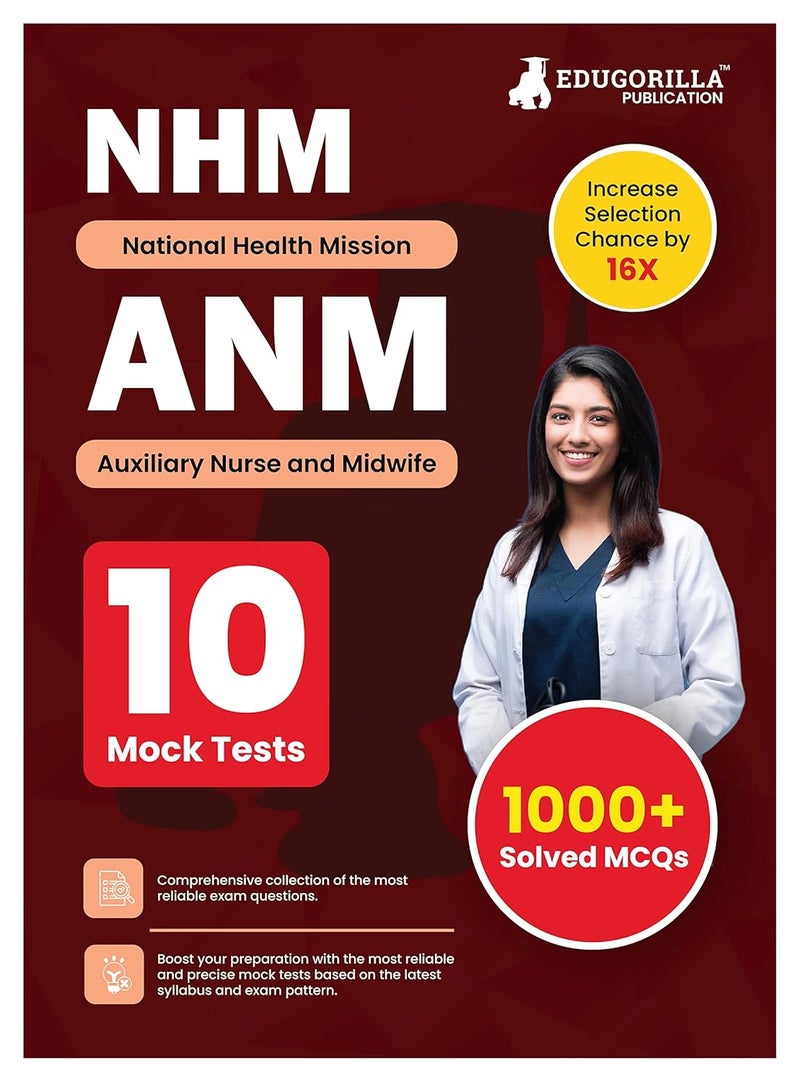 NHM ANM Book 2024 : Auxiliary Nurse and Midwife (English Edition) - 10 Full Length Mock Tests (1000 Solved Questions) with Free Access to Online Tests  - Image 1