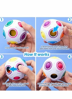 Excefore Rainbow Puzzle Balls Magic Ball Cube, Fidget Toys With Pouch Color Matching Puzzle Toys Fidget Ball Stress Reliever Cube Brain Teaser Games Educational Toys (1 Pieces, 12 Holes)  - Image 5