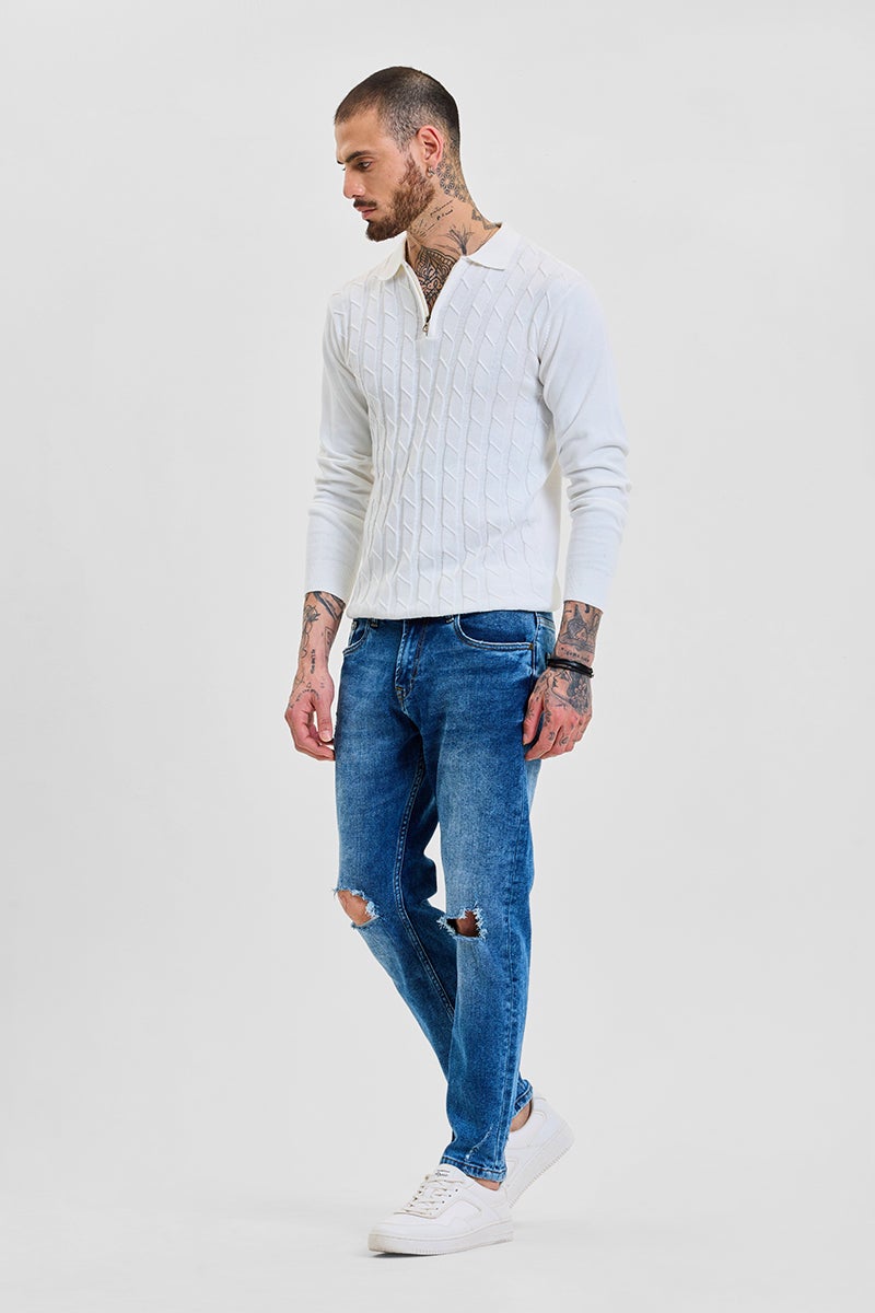 SNITCH Blue Solid Skinny Fit Streetwear Jeans - Image 3