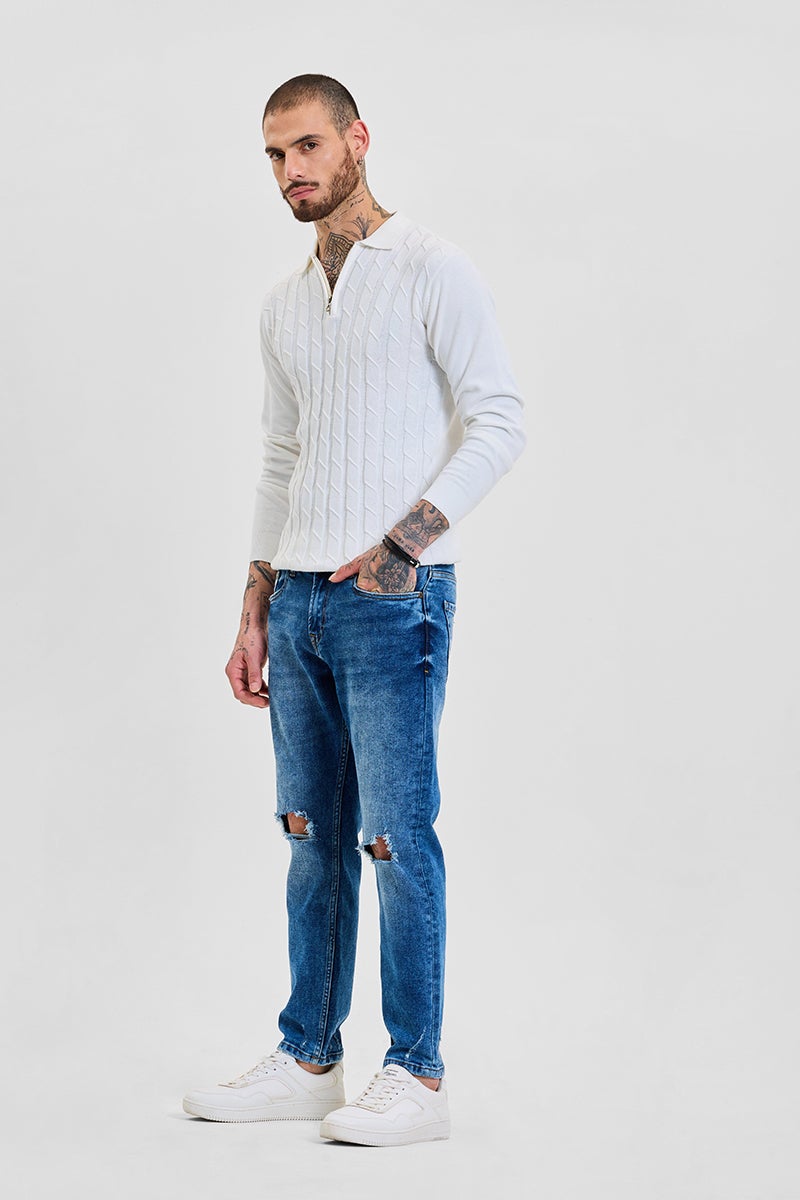 SNITCH Blue Solid Skinny Fit Streetwear Jeans - Image 5