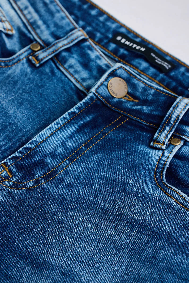 سنيتش Blue Solid Skinny Fit Streetwear Jeans